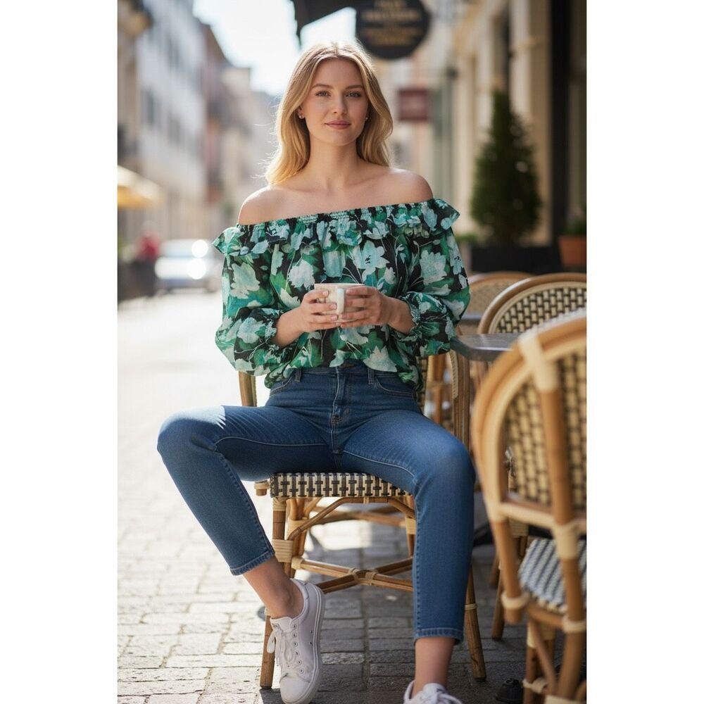 CHRISTY LYNN REGINA TOP - MINT SHADOW FLOWER NWT Size XS
